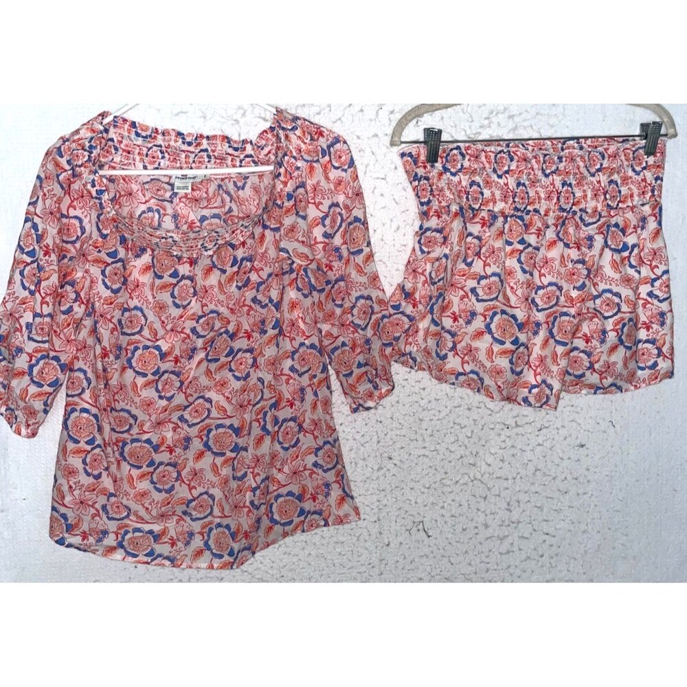 Vineyard Vines Women's M S 2 pc Set Top & Shorts floral Lightweight Cotton NEW